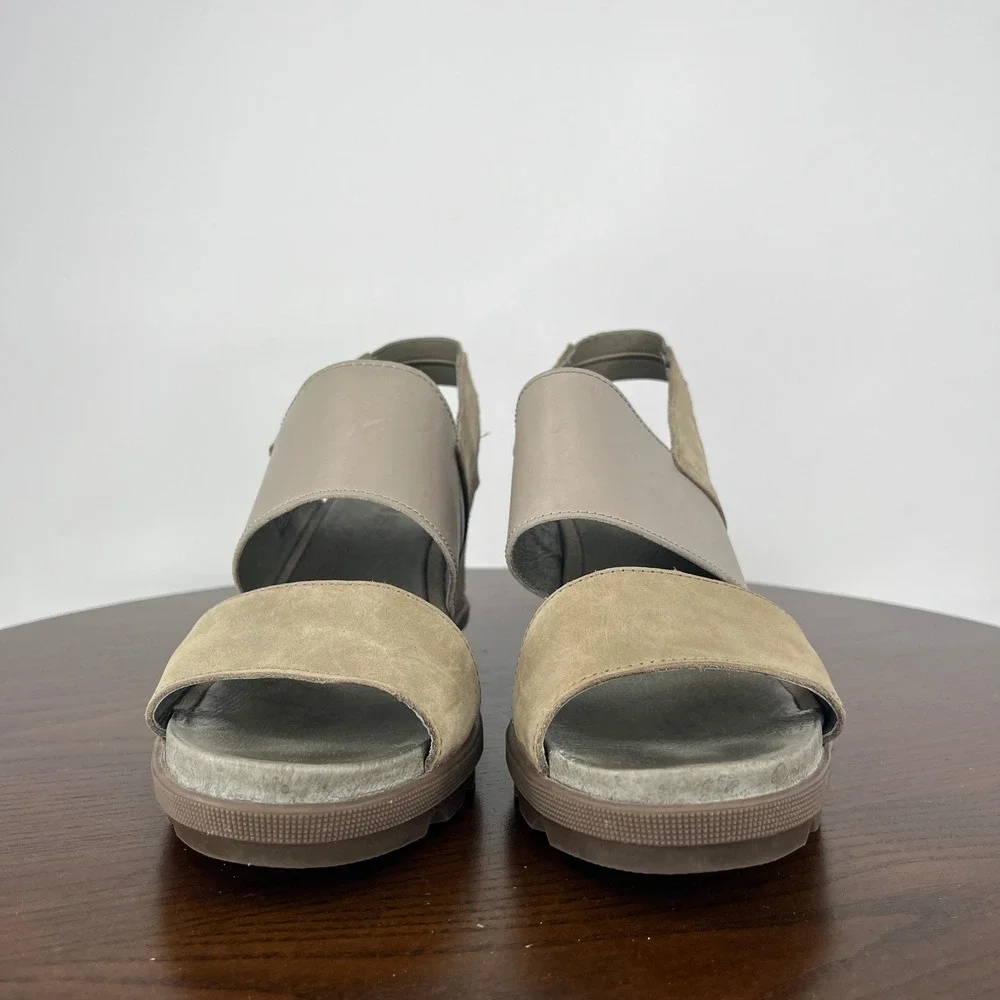 Sorel Joanie II Sandals Women 9 Beige Leather Platform Lug Slingback NL3556-365‎